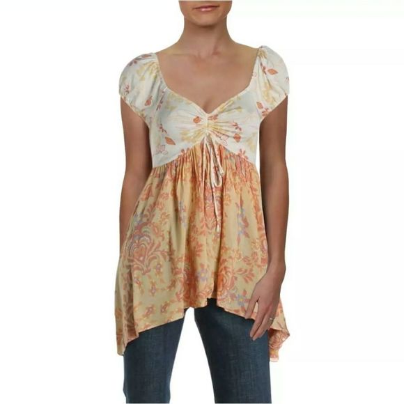 🎀Clearance🎀 NWT PEOPLE floral pullover Babydoll top Boho - Picture 2 of 4